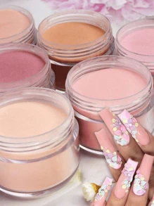 9pcs Nude Acrylic Nail Powder, Fashion 3D Carved Nail Extension Gradient Color Acrylic Liquid Dust-Proof Accessories, Beginner Salon DIY Nail Decor Kit, 9 Colors Set