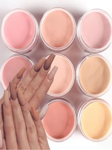 9pcs Nude Acrylic Nail Powder, Fashion 3D Carved Nail Extension Gradient Color Acrylic Liquid Dust-Proof Accessories, Beginner Salon DIY Nail Decor Kit, 9 Colors Set
