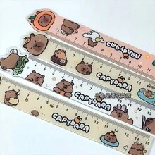 4pcs/One Set, Plastic Color Cartoon Capybara Ruler, A Set Of Ruler Test Drawing Four-Piece Ruler, Plastic Color Cartoon Ruler Triangle Board, School Supplies, Kawaii Stationery - Multicolor - View 7