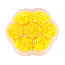 5000 件/盒，2 毫米 3 毫米 4 毫米 5 毫米 6 毫米，5 种尺寸，果冻糖，透明 AB 水晶珠，花形盒包装，圆形平底水钻多色水晶宝石非热熔 DMC 珠宝珠，玻璃石钻石 3D 图案设计配件闪光美甲贴花装饰用于衣服、包、鞋、杯子、手机壳、手工艺品、DIY 装饰。