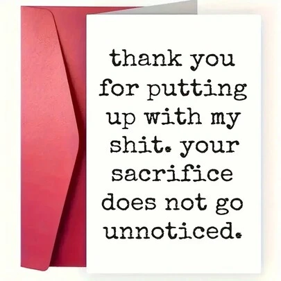 1 张带信封的感谢贺卡，适合伴侣、家人、朋友、同学、办公室学习用品，完美的生日周年纪念礼物，适合返校