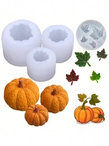 Khuôn silicon làm đế nến hình quả bí ngô, khuôn silicon hình lá phong, khuôn silicon hình quả bí ngô 3D để đúc nhựa Epoxy làm quà tặng nghệ thuật tự làm cho ngày lễ Tạ ơn trang trí nhà cửa - trắng - Xem 1