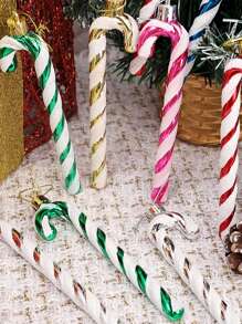 6件套圣诞闪光拐杖糖装饰品，圣诞树挂饰，塑料拐杖糖装饰品，适用于家庭节日派对用品、场景装饰、节日装饰、房间装饰、家居装饰、办公室装饰、主题派对装饰、圣诞装饰、圣诞拐杖糖圣诞装饰品、冬季圣诞装饰、圣诞礼物、圣诞装饰品 - 彩色 - 查看 5