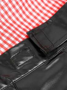 I LOVE FANCY DRESS Mens Deluxe Bavarian Checked Shirt And Lederhosen Costume Oktoberfest Festival Events Fancy Dress Outfit Faux Leather Octoberfest German - Red/Brown - View 6