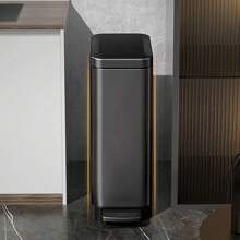 Thùng rác mini bằng thép không gỉ có bàn đạp, nắp và thả chậm im lặng, thùng rác cho nhà bếp, phòng tắm, phòng ngủ, văn phòng, trang trí nhà cửa, quà tặng Giáng sinh, quà tặng gia đình, trang trí phòng - Màu thép vonfram - Xem 3