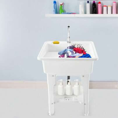  ZhdnBhnos LINSIE Home Laundry & Utility Sinks, Plastic Freestanding Washing Room Laundry Tub Sink With Washboard Faucet Drain Kit For Washing Room Basement Garage Garden Laundry Room (25.6D X 21.65W X 31.5H White) The Best Gift/Present For Family&Friends Happy Christmas,Spring,Minimalist,Summer TopsLaundry Buckets Back To School Travel Essentials Room Decor,Home Decor,Bedroom Decor Storage Organization And Storage Puppy Keep Dress Shorts Phone Case Bikini Summer Dresses For Women Skirt Summer Dress Dresses Nails Jeans Tops White Dress Dresses For Women