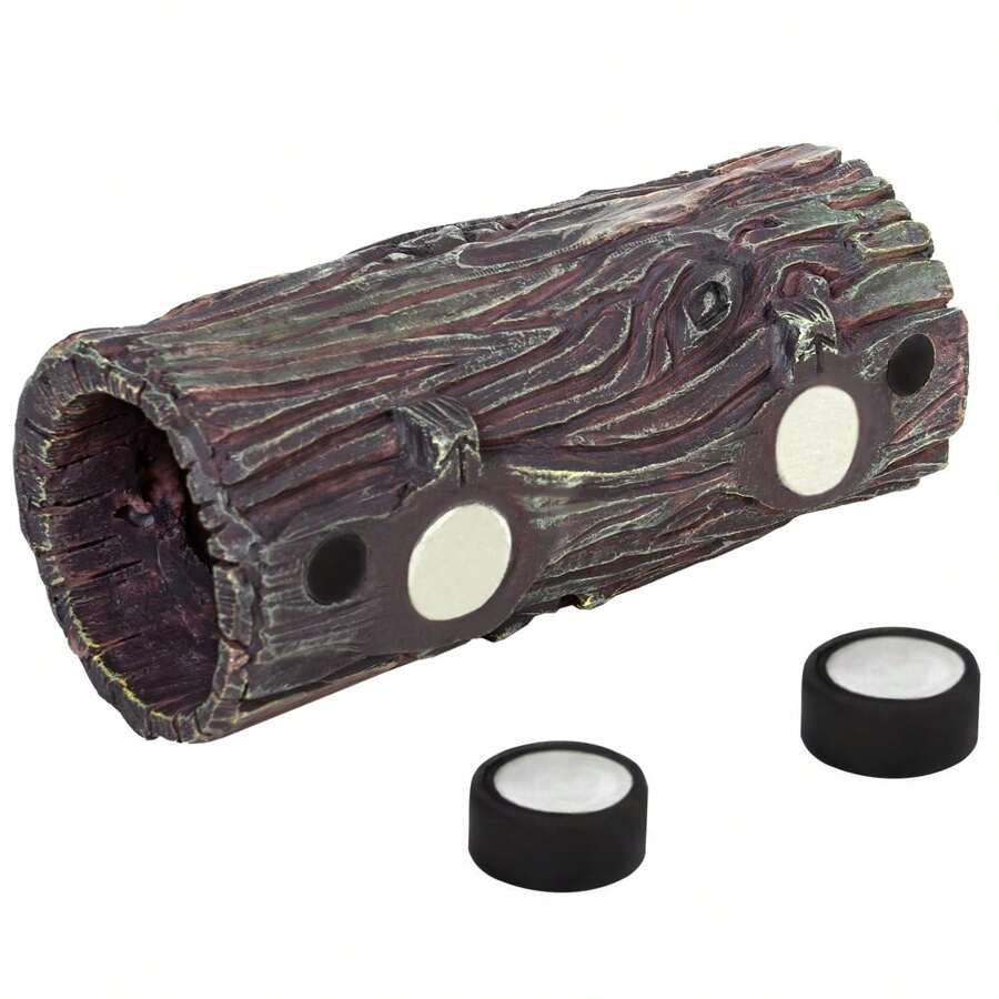 REPTI ZOO REPTIZOO Magnetic Reptile Hide Cave Resin Hollow Tree Trunk Hideout, Gecko Hide With Strong Magnetic Reptile Climbing Toy Reptile Tank Accessories For Crested Gecko,Lizard, Terrarium Decor - Brown - View 1