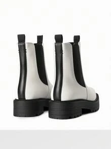 Women's Chelsea Ankle Boots Fashionable Low Heel With Lug Sole Platform And Featuring Detailed Sitching Slipon Design Includes Elastic Gore Insets And A Heel Loop Short Booties - 白色 - 查看 5
