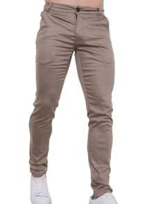 MHD MODAS Men's Pants Skinny Satin Tailoring Slim Sport Spandex KNIFE POCKET - 卡其色 - 查看 3