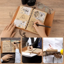 Vintage Refillable Diary Notebook, High-Quality Leather Travel Journal, Sketchbook, Classic Diary With Blank Pages And Zipper Pocket - Multicolor - View 6