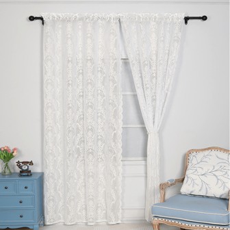 1 件灯笼花蕾丝窗帘，简约风格透明窗帘，适用于窗户、隔断、露台、阳台