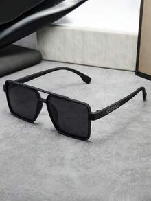 Große quadratische boho-elegante lässige Herrenmode-Brille, modische Brillen geeignet für Business-Stil in allen Jahreszeiten, Halloween - Schwarz - Übersicht 2