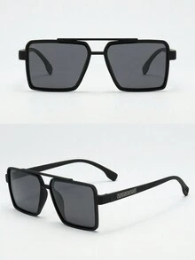 Große quadratische boho-elegante lässige Herrenmode-Brille, modische Brillen geeignet für Business-Stil in allen Jahreszeiten, Halloween - Schwarz - Übersicht 4