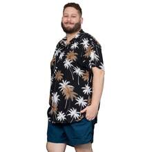 Floral Printed Viscose Shirt Plus Size Men's Large From G1 To G3 - Black - View 2