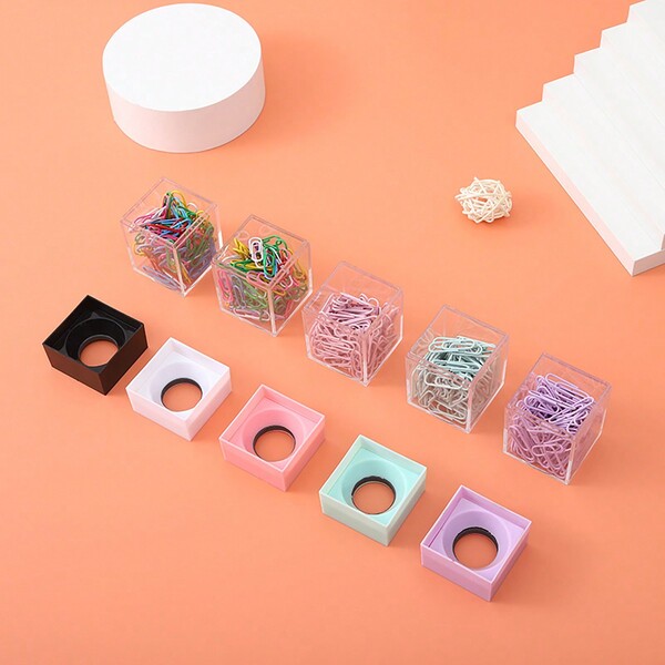 1pc Magnetic Paper Clip, Lovely Office Supplies, For The Desk Organizer Magnetic Paper Clip Dispenser Box K1KF
