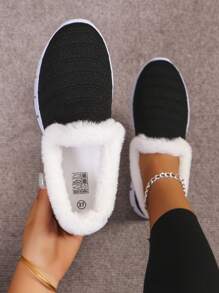 Damskie buty modowe 2024 Nowy styl Mom Warm sznurowane trampki Lekkie sportowe botki do kostki - Czarne - Zobacz 3