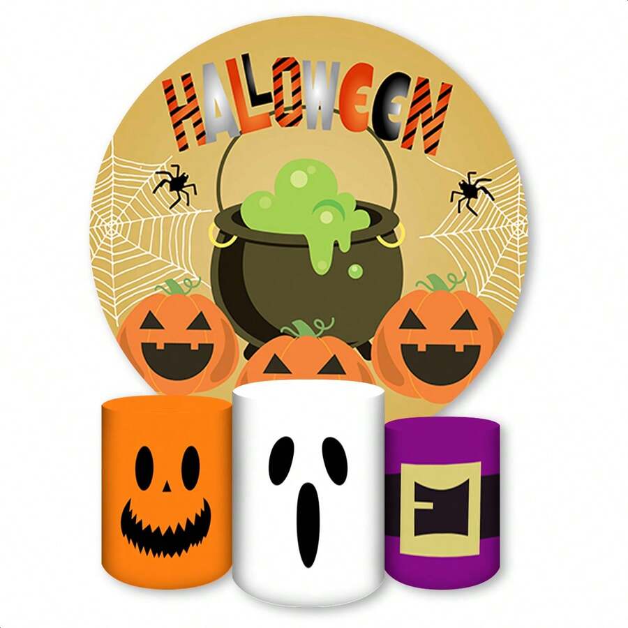 Decorative Covers Kit For Round Panel + Trio Sublimated Cylinder Covers Party And Birthday Decoration Various Themes Adult Children Halloween Macabre Horror Fantasy Party - 完整套件 1065 - 查看 1
