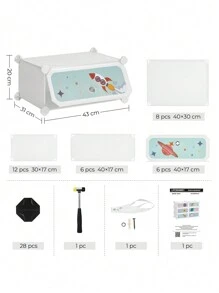 SONGMICS - Zapatero para niños con Puertas, Organizador apilable de 6 Ranuras, Color Blanco - Blanco - Ver 9