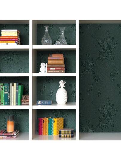 1Roll10M Zwart Wallpaper Peel Stick Bloemen Embossed Contact Paper 17.7inch 393.7/196.8/118.1/39.3inch Removable Textured Flower Self Adhesive Thicken Countertops Cabinets view 5