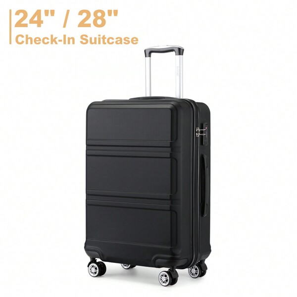 KONO Maleta de viaje con ruedas de 24/28 pulgadas, ligera, de ABS duro, con candado TSA, cremallera YKK, 4 ruedas dobles, ideal para viajes de negocios y vacaciones de hombres y mujeres, equipaje de viaje, maleta, maleta, maleta, equipaje de viaje resistente