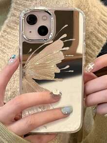 Capa de telefone espelhada borboleta dourada compatível com iPhone 14 Pro Max / iPhone 14 Pro / iPhone 14, compatível com iPhone 15 Pro Max / iPhone 15 Pro / iPhone 15 / iPhone 13 Pro Max / iPhone 13 Pro / iPhone 11 - Multicolorido - Ver 2