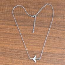 Minimalist Elegant Stainless Steel Plated 18K Gold Non-Fading Smooth Hollow Airplane Necklace Airplane Pendant Necklace For Women