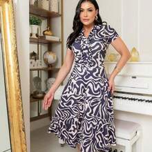 Fru-Fru Women's Midi Dress On The Bust With Lined Buttons - 黑色 - 查看 2
