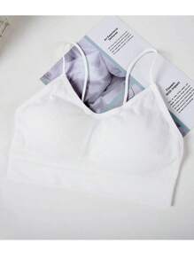 3 Pcs Padded Bralettes For Women Wireless Cami Bras Tank Top Sport Bras Comfort Seamless V Neck With Removable Pads For Girls Laddies Everyday Camisole Basic Bra - 黑色,灰色,白色 - 查看 3