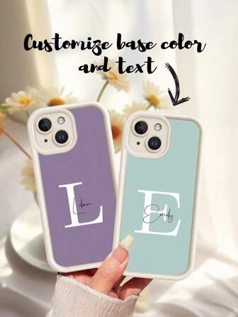 1pc Customized Text, Name, Date Silicone Full Coverage Lens Protection Phone Case, Compatible With IPhone 17 Air 16 15 14 13 12 11 Pro Max, Galaxy S25 24 23 Ultra FE A55 54 35,Stylish,Colorful,Vintage,Cute,Contracted,Funny,Custom,Personalized,Unique,Customized,Ideal Gifts For Him,Ideal Gifts For Her,Boyfriend,Girlfriend,Family,Friends,Grandparents,Couple,For Anniversaries,For Birthdays