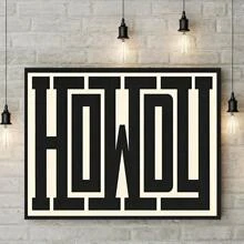 1pc/Set Retro Art Canvas Poster, Black And White Howdy Typography Art Print, Western Decor, Ideal Gift For Bedroom Living Room Corridor Wall Art, Wall Decor, Fall Decor, Wall Decor, Room Decoration, Without Frame - Black and White - View 1