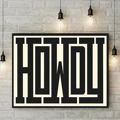 1pc/Set Retro Art Canvas Poster, Black And White Howdy Typography Art Print, Western Decor, Ideal Gift For Bedroom Living Room Corridor Wall Art, Wall Decor, Fall Decor, Wall Decor, Room Decoration, Without Frame