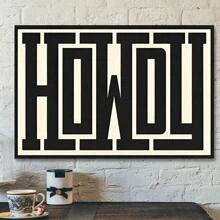 1pc/Set Retro Art Canvas Poster, Black And White Howdy Typography Art Print, Western Decor, Ideal Gift For Bedroom Living Room Corridor Wall Art, Wall Decor, Fall Decor, Wall Decor, Room Decoration, Without Frame - Black and White - View 6