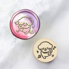 CYFUN DESIGN 1pc Laser Engraved Mini Sealing Wax Stamp With Copper Head, Without Handle - Gold - View 30