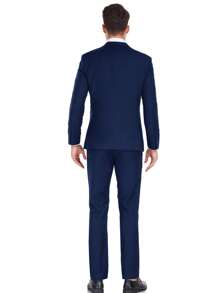 Mens Slim Fit 2-Piece Suit Two Buttons Notched Lapel Solid Suit Jacket Pants Set Tuxedo For Prom Concert Graduation Season Size XS-3XL Men's Spring New Products Suit Sets For Wedding Concert  Graduation Season - Navy Blue - View 7