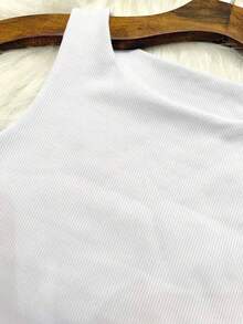 Cropped Single-Size Polyamide Tank Top - White - View 2