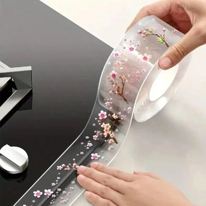 1pc Transparent Printed Mold-Proof Waterproof Tape, 3m Long, For Filling Gaps Of Kitchen Stove, Bathroom Toilet, Wall Corner Or Baseboard