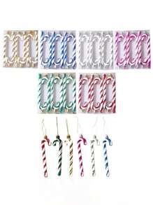 6件套圣诞闪光拐杖糖装饰品，圣诞树挂饰，塑料拐杖糖装饰品，适用于家庭节日派对用品、场景装饰、节日装饰、房间装饰、家居装饰、办公室装饰、主题派对装饰、圣诞装饰、圣诞拐杖糖圣诞装饰品、冬季圣诞装饰、圣诞礼物、圣诞装饰品 - 彩色 - 查看 10