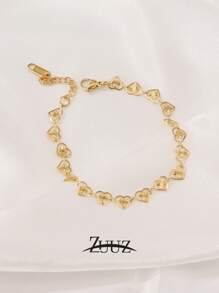 1 件不锈钢镂空心形手链女士简约几何爱心链手链珠宝礼物情人节、妈妈、母亲、母亲节、礼物 - 手鍊 - 查看 8