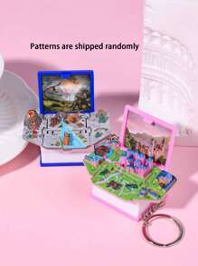 1/2/8pcs 3D Folding Magic Book Mini Keychain, Decompression Creative Keyring, Random Pattern Christmas & Halloween Small Gift Car Accessories Bag Charm School Letter