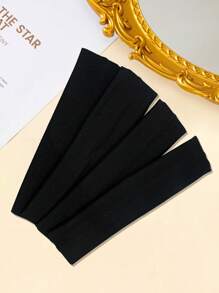 4pcs 2-Inch Wide Women Simplistic Yoga Sports Headbands, Non-Slip, Moisture Wicking Stretchy, Soft Fabric Material, Suitable For Yoga, Running, Gym And Other Sports & Leisure, Gym, Hairband Fall Winter Hair Band Hair Accessories For Women For Vacation Outfits Woman Elegant Scarf Women Bandana Soft Headwrap - Black - View 1