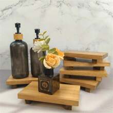 1 Set Wooden Towel Tray, Soap Dish, Sink Countertop Holder, Sponge & Soap Dispenser Organizer, Perfume & Cosmetics Tray, Bathroom Decor & Accessories Christmas Gift