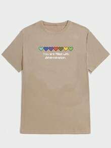 Unisex Hearts T-Shirt 100% Cotton Streetwear Launch Shipping In Various Colors!! - 米色 - 查看 2