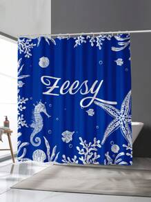 1 perdea de duș rezistentă la apă și mucegai cu model personalizat de stea de mare, imprimare digitală, 12 cârlige din plastic și inele metalice, accesorii robuste pentru baie, decor pentru baie, decor de toamnă, înapoi la școală - multicolor - Vizualizare 10