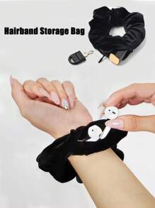 Bolsa de almacenamiento para diademas, mini bolsa de maquillaje portátil, mini bolsa de almacenamiento para auriculares, bolsa de almacenamiento para lápiz labial, diadema con cremallera oculta multifuncional con bolsillo oculto secreto, accesorios de viaje, artículos grandes de mujer, coletero negro invisible, accesorios de viaje, accesorios de viaje, necesidades de viaje, vacaciones en la playa, vacaciones de verano, útiles escolares