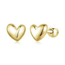 bamoer 一对925纯银可爱心形耳钉，心形设计，镶嵌低致敏锆石，女士订婚礼物，精致珠宝礼品 - 銀色 - 查看 16