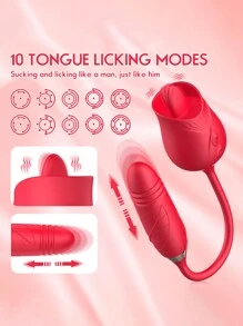女性用バイブレーション セックス玩具 - ローズ セックス玩具、Gスポット バイブレーターと10種類の舐めモード付き、クリトリスと乳首を刺激可能、アナル ディルド、大人のセックス玩具、カップル ゲーム、セックス マシーン。 - レッド - チェックする 5