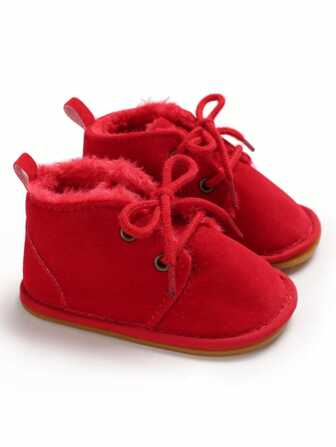 女婴红色节日圣诞礼物运动鞋，冬季