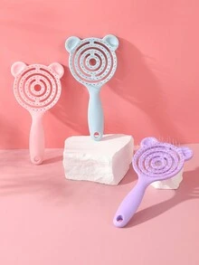 Portable Hollowed-Out Hair Comb In Candy Colors With Cute Panda Design, Plastic Detangling Combs For Styling And Care - Multicolor - View 3