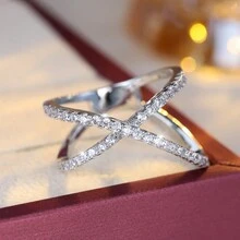 新款设计女士十字交叉锆石戒指，时尚珠宝 - 戒指 - 查看 8