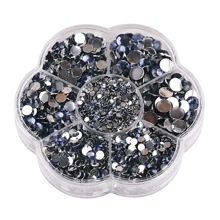 5000pcs/Box, 2mm 3mm 4mm 5mm 6mm, 5 Sizes, Silver Base Crystal Beads Stones,Flower Shape Box Packed, Round Flatback Rhinestones Multi Colors Crystal Gems Non HotFix DMC Jewelry Beads Glass Stones Diamond 3D Pattern Design Accessories Glitter Manicure Decal Decorations For Clothes,Bag,Shoes,Cups,Phone Covers,Handicrafts,Diy Trim.